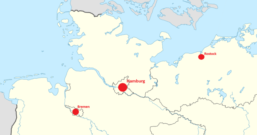 Karte mit den Standorten der Ukrainehilfe Hamburg